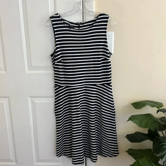 TALBOTS FIT & FLARE KNIT DRESS‎ - STRIPE Sz Lp - Picture 2 of 13